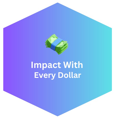 Barge on top of picture that says impact with every dollar