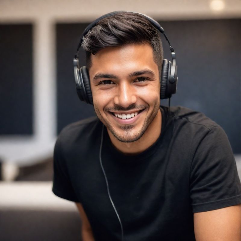 A boy smiling working from home