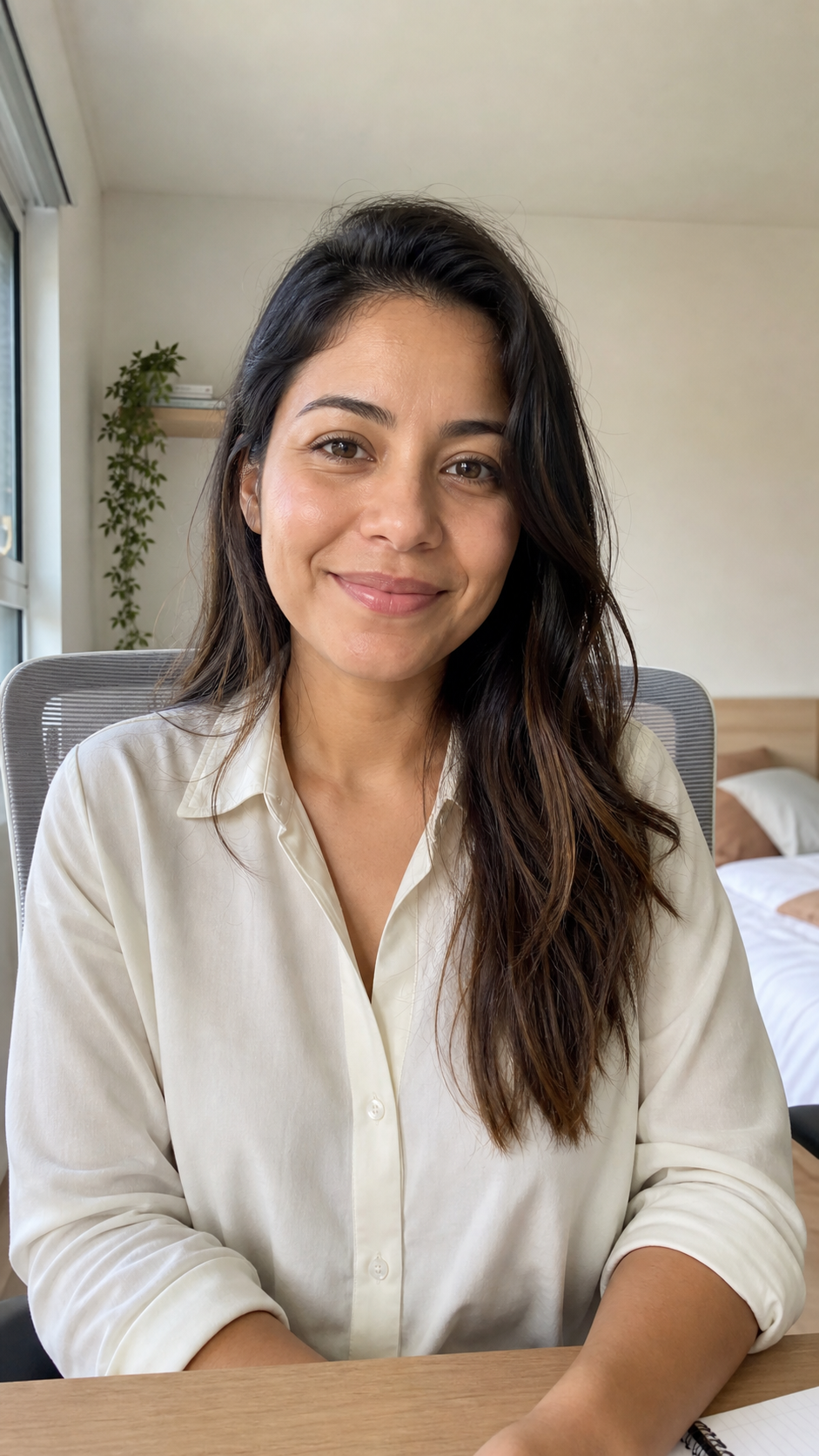 Fictional remote Latin American professional working from home